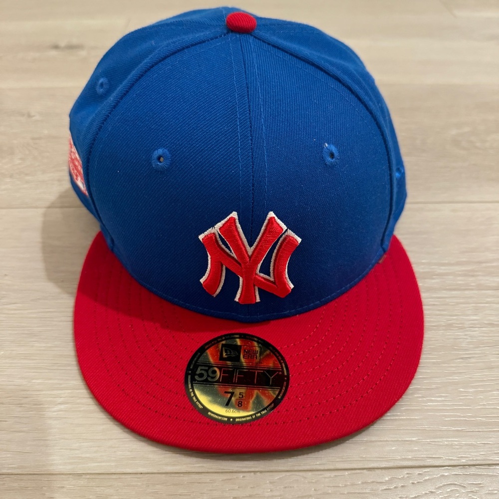 New Era NY Yankees Red Blue Breakway 2Tone Fitted Hat Sz 7 5/8 MLB Baseball Cap